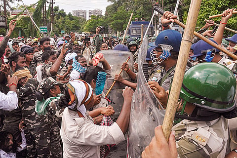 Contractual Assistant Police personnel protest in Ranchi